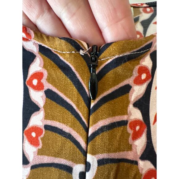 Farm Rio NWT Pineapple Jewelry Midi Dress Brown Pink Print Size Small - Picture 6 of 12